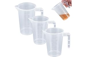 YIPHOMN Präzisions-Messbecher 50ml 100ml 250ml 3er Set mit Waage, Messbecher für Reinigungsmittel, Küche, Backen, Labor, Küche