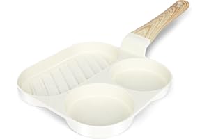 GiPP Poêle à œufs 3 Emplacements, Antiadhésive en Aluminium, sans PFOS/PFOA, Poêle à Omelette pour Petit-déjeuner Frit/œufs/Saucisses/Bacon, pour Cuisinière à Gaz/Induction, Gris