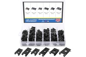 Glarks 225Pcs U Nut Assortment Kit, 6 Size Black Auto Car U Clips for Dash Door Panel Interior