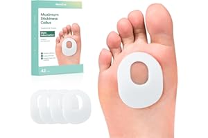 Welnove 42pcs Callus Pad with Water-Resistant Self-Stick Adhesive, Protects Foot, Heel and Toes from Rubbing and Friction,Oval Shape Design,Reduce Pressure and Friction from Shoes Rubbing-White