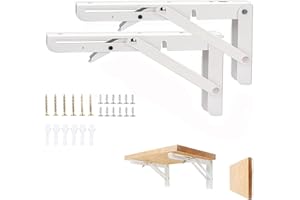 Vebetter 350mm Équerre Pliante, 2Pcs Blanc Support Console Pliable, Supports D' étagères Pliants Charge, Lourds Support Console Pliable,Equerre Etagere,Garage,Cuisine,Chambre,80KG/176lbs Porteur