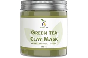 NATURA PUR Maseczka do twarzy z zielonej herbaty 250g, wegańska - Maseczka kosmetyczna przeciw pryszczom, zaskórnikom i trądzikowi - Maseczka na twarz przeciwstarzeniowa dla cery suchej i z przebarwieniami
