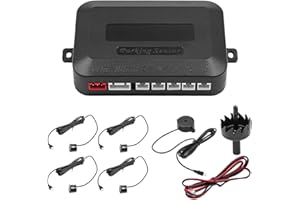 ANCLLO capteur de stationnement Noir avec 4 capteurs système de Radar de recul de Voiture Alarme sonore