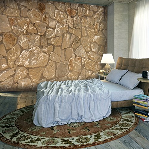 Fototapete Steinwand Steine 400x280 cm XXL | KOMPLETT SET MIT KLEISTER - PREMIUM VLIES TAPETE - PROFI QUALITÄT (Keine Papiertapete, keine Blasenbildung) - Top moderne Wanddeko - Fototapete 3D Illusion - Riesen Wandbild - Top Design Tapete - Neue exklusvie Edition mit noch besser Druckauflösung - Deutsches Premium Vlies (Kein Import Vlies oder PVC), Schlafzimmer, Wohnzimmer, Kinderzimmer geeignet | Fototapeten Wandtapete FOB0164a84XL