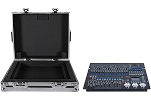 GDJRTTK Controlador DMX, Consola 1024 DMX para Iluminación de Escenario, DMX 512 DJ, Controlador de luz DJ, Regulador de intensidad DMX para Espectáculos de Luz, Bares de Fiesta, Pub, con Embalaje Flight Case
