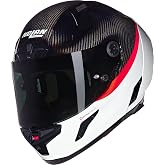 Nolan X-804 Rs D.O.C. 346 Karbon Kapalı Motosiklet Kaskı Siyah Beyaz Kırmızı L