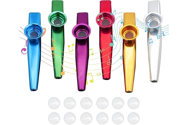 Lot de 6 Kazoo Métal en Alliage d'Aluminium 10 Membrane pour Accompagnement de Guitare ou d'Harmonica Instrument Cazoo pour enfants cadeau accompagnement instrumental