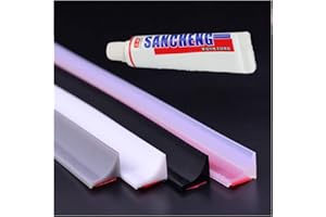 AIDEHUAKEJI 100cm Seuil de Douche Barrage D'eau,Joint Douche Sol,Barrière Eau Douche,Barriere de Douche Anti Débordement Adhésif 25 Ml Gratuit(Blanc)