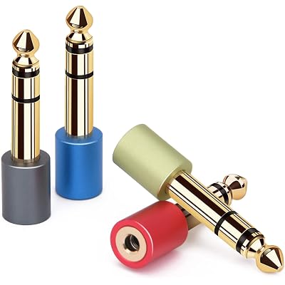 4 Pacco per Altoparlante Amplificatore Mixer Audio Chitarra Adattatore Jack  Cuffie 6,35 mm maschio a 3.5mm Femmina Connettore Audio Jack Cuffie Stereo  6.3 a 3.5 lencicol Accessori Elettronica