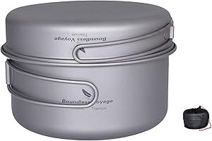 Boundless Voyage Portable Mug Titanium Pot Pan Set with Folding Handles Camping Hiking Outdoor Cup Tableware Ti15114A