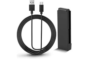 NiTHO Cargador para Switch Doble Agarre, Incluye Cable Tipo-C Extra Largo de 4 Metros y Adaptador para Cargar 2 Controlador, Soporte para Jugar Mientras se Carga, Accesorio de Carga para Joycon, Negro