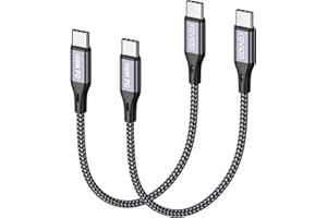 RAVIAD 100W Câble USB C vers USB C Court [50CM/Lot de 2], Câble Type C Charge Rapide PD 5A/20V Cable USBC avec Puce E-Mark pour iPhone 16/15, Samsung Galaxy S25/S24/S23, MacBook, Tablette, Huawei