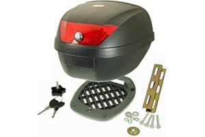 SCOOTER-PROSPORTS Topcase Motorradkoffer Roller Motorrad Koffer - Vinculexx - schwarz rot 28L inkl. Montageplatte (schwarz mit roten Reflektoren)