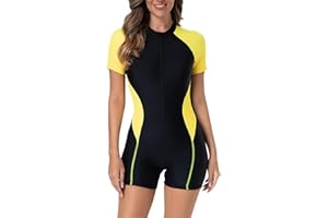 Generisch Combinaison en néoprène pour femme - Pour l'extérieur - Surf - Natation - Manches longues - Vêtement de surf - Élégant - Tankini - 1,5/2 mm - Protection UV - Maillot de bain