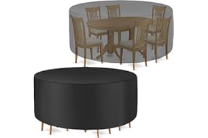 GYCQRS Funda para Mesa Exterior, Funda para Muebles de Jardín, Cubierta de Mesa de Jardin Redonda Funda Protectora Muebles Jardin Impermeable, Anti-UV, Diámetro 100x75cm, Negro