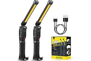KEPEAK Linterna LED de trabajo, linterna LED recargable, lámpara de taller, luces de inspección COB con imán y gancho para reparación de coche, taller, lámpara de emergencia, camping, 2 unidades