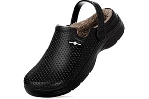 HSYOOES Zapatillas de Estar en casa Hombre Zuecos Mujer Invierno Zapatos de jardín Impermeable Pantuflas Forro Pelusa Caliente Zapatilla de Interior