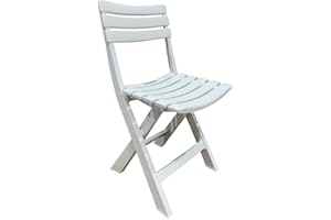 FERRETERIA LEPANTO Silla Plegable, Silla de Resina Plegable para terraza, jardín y Balcones, Asientos Plegables de Resina imitación Madera 77x41cm. (1 Silla Blanca)