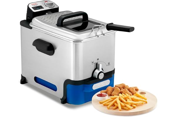 Tefal Oleo Clean Friteuse semi-professionnelle 3,5 L, 2300 W, Jusqu'à 6 pers, Filtration automatique de l'huile, Minuteur digital, Hublot de contrôle, Thermostat, Boite de stockage d'huile FR804015