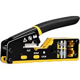 PrimeX PX-8070Y Yeni Nesil EZ RJ45 Pense, Cat6 Cat7 RJ45/RJ11 Network Kablo Sıkma Pensesi, Bı&ccedil;aklı Profesyonel Ethernet Pense