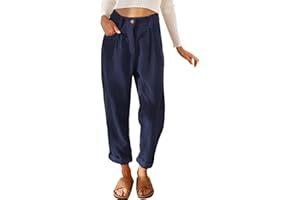 OIUHJN Cordhose Damen High Waist Damen Cord Hose mit Taschen Cropped Straight Leg Pants Elegante Freizeithose Einfarbig Gerades Beinhose Locker Hosen Damen Herbst Winter Hosen Streetwear Sporthose