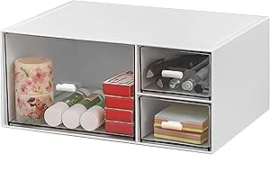 VADUDA Desktop Stackable Storage Drawers Desk Organiser Drawers Stationery Drawers Makeup Organiser Storage Plastic Drawers Storage Unit for Home Cosmetics Jewelry Office Supplies, White