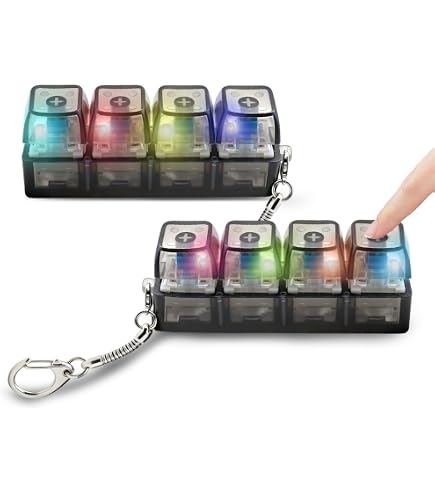 Pack De 2 Llaveros Teclado Fidget Con Luces – Teclas Intercambiables De 4 Colores, Antiestrés Y Portátil