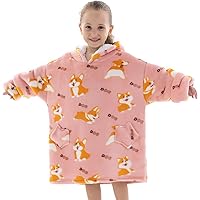 OHS Gaming Wearable Blanket Kids, Oversized Sherpa Fleece Throw Blanket Hooded Sweatshirt Cosy Wearable Large Kids Fleece Hoodie Girls Gifts - Purple