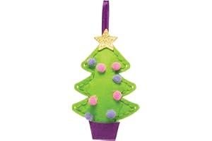 Baker Ross FE913 Kit da Cucito Albero di Natale - Confezione da 3, Set da Cucito per Bambini, Attività Creative per Bambini, Progetto Ideale di Arti e Mestieri