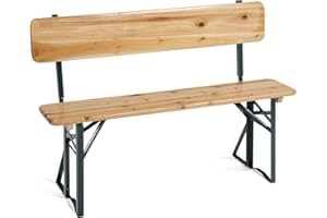 ‎STAGECAPTAIN Stagecaptain BBB-119 Hirschgarten Bierzeltbank mit Lehne 119 cm - Robuste, Kurze Bierbank mit aufsteckbarer Lehne - Lackierte Oberfläche - Grün lackierte Stahlgestelle - Natur