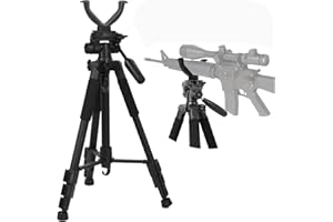 WLDOCA Treppiede per appoggio da tiro per carabina da 1,5 m per Caccia all'aperto, Forcella a V e Rotazione a 360°, Bastone da tiro in Alluminio Leggero da 21" a 59", Funzionamento a Mani libere