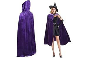 MIVAIUN Mantello in Velluto con Cappuccio per Bambini, Mantello Vampiro, Mantello con Cappuccio, Mantello con Cappuccio, Halloween Mantello, Halloween Natale Vestire in Maschera, Viola 100cm