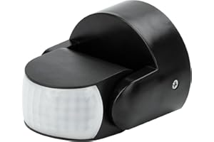 HEEMOL Sensore di movimento AC220-240V PIR, sensore da parete impermeabile, 3-12 m, colore nero.