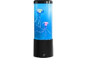 AONAT Lampe Méduse LED Aquarium,Veilleuse 7 Couleurs & 4 Modes Lumineux,Lampe Sensorielle avec Minuterie,Déco Relaxante pour Enfant Adulte,Chambre Salon Bureau Cadeau Original