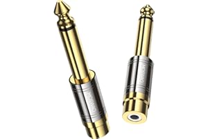 MOSWAG Adapter 1/4 na RCA, żeński na 6,35 mm 1/4 cala męski mono TS Interconnect wtyczka konwersji audio, pozłacana - 2 szt