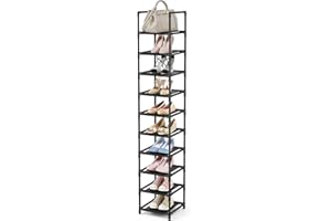 esonstyle 10 Tier Shoe Rack Narrow Shoe shelf For 10-15 Pairs Tall Shoe Rack Space Saving Shoe Organizer for Living Room Entryway Hallway and Cloakroom