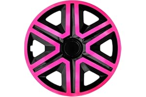 Ohmtronixx Action Radkappen 14 Zoll 4er Set, schwarz/pink, Radzierblenden aus ABS Kunststoff