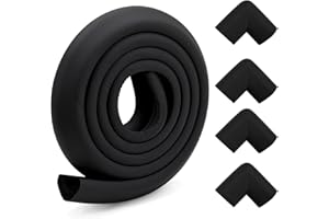 HONONWII Edge Protectors, 2M Foam Safety Strip and 4 Corner Cushion Protector Set, Edge Corner Guards for Baby (Black)