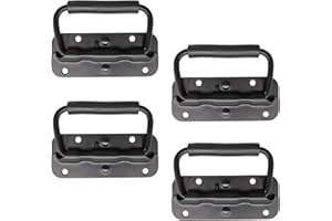 SRTSTR 4 Pezzi Maniglia Pieghevoli 100 mm Maniglia a Molla in Acciaio Inox Maniglie Maniglia Pieghevole Cassetto per Scatola Degli Attrezzi Scatole di Ricambio (Nero)