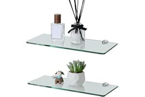 SAYAYO Estanteria Pared 30cm Vidrio Estantes Baño 2 Pieza Baldas Flotantes Pared Repisas Estantes de Almacenamiento para Salon, Dormitorio, Baño