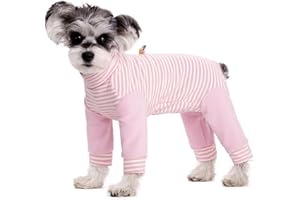 BLUE DREAM ISLAND Small Dog Recovery Suit, Stripe Anti-Shedding Dog Pajamas Pjs, After Surgery Dog Jumpsuit, Dog Sweater Coat for Puppy Small Dog_2XL(Pink)