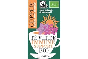 CUPPER Tè Verde Immune Support Biologico e Fairtrade con Ribes Nero, Acerola e Matcha, Filtri 100% Biodegradabili, Confezione da 20 Bustine