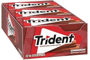 ONE SOLUTION Trident Cinnamon Sugar Free Gum, 12 Packs of 14 Pieces (168 Total Pieces)