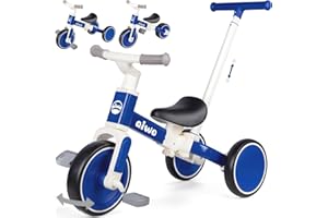 aiwo 5 In 1 Kids Tricycle for Toddler 1-3 Year Olds, Baby Balance Bike for 1 2 Year Old Boys Girls Gift, Kids Trike with Parent Handle and Removable Pedals