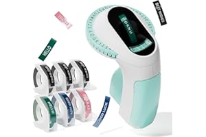 Goknu Impresora en Relieve, 3D Etiquetadora Adhesivas Kit de iniciación, Impresora de Etiquetas Adhesivas, E975 Impresora portátil sin Tinta Diseño pequeño y ergonómico con Rueda de Clic Giratorio