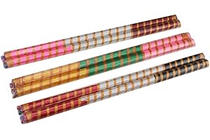 INDIABAZAAR India Bazaar Dandiya Sticks – 2pc Wooden Multicolour satin With Borders Dandiya Sticks - Raas Garba Sticks – Special Navratri Occasion