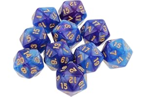 Yourandoll 10 Pièces Dés Polyédriques D20 Dés 20 Faces de Jeux de Dés en Acrylique pour DND Dice RPG MTG Table Jeux (Bleu Violet)