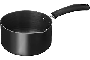 Amazon Brand - Solimo Hard Anodized Aluminium Saucepan with Bakelite Handle 1.5 litres 28cm, 3mm thickness for Boiling Milk, Making Tea, Coffee Black
