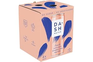 Dash Water Peach Infused Sparkling Water, 4 x 330ml