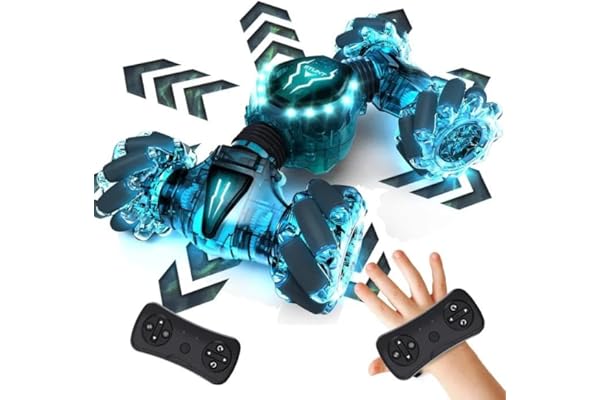 Tecnock 2026 Voiture Télécommandée avec Contrôle Gestuel 2.4GHz 4WD 360 ° Rotation RC Voiture Drift Car 2 Batterie Rechargeable Cascadeur pour Beaucoup de Terrains Cadeaux pour 4-10+ Garçons Filles